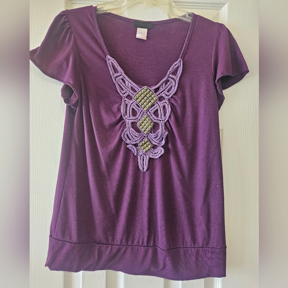 Purple short sleeve shirt